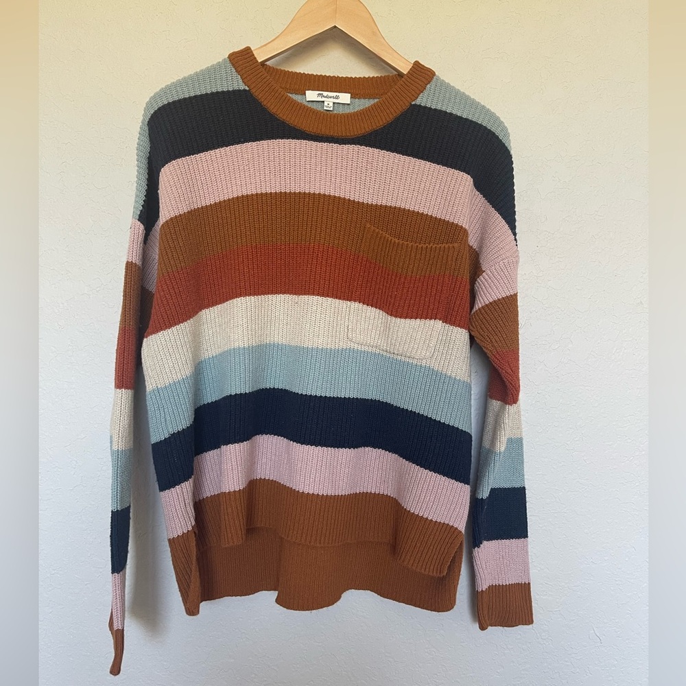 Madewell Thompson Pullover Striped Crewneck  Sweater